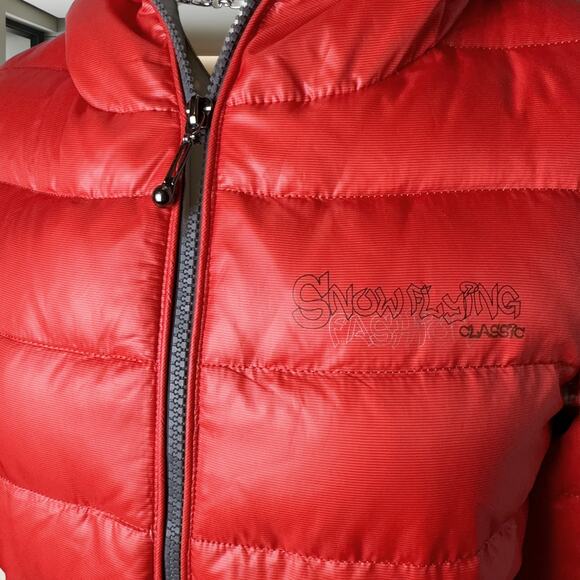 Women's Snowflying Knee-Length Down Jacket (Red) - Picture 6 of 7